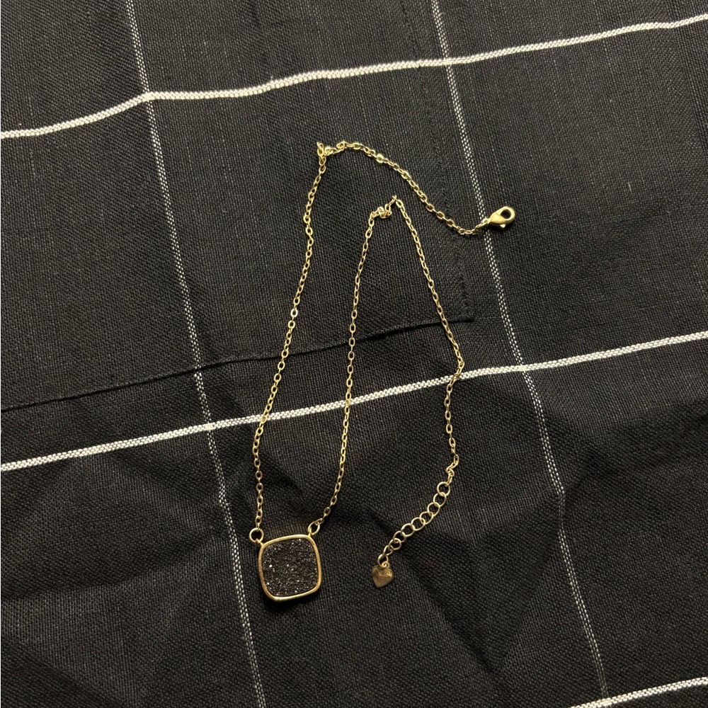 Elise M Black Crystal Drusy Pendant Necklace